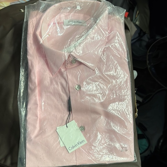 NWT Calvin Klein Tall 17-1/22 38/39 Pink/Forrest Berry Dress Shirt Bagged. - Picture 1 of 5